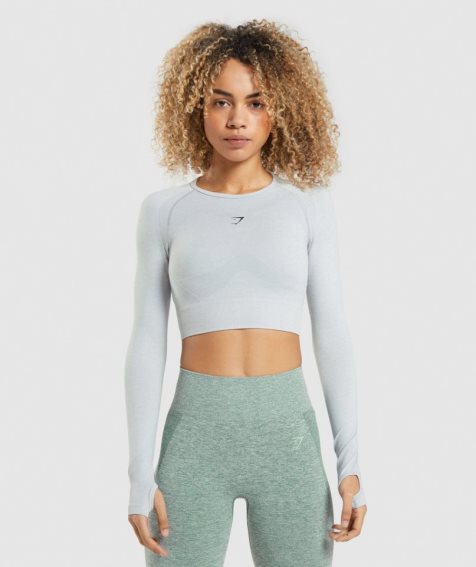 Przycięte Topy Gymshark Flex Sports Long Sleeve Damskie Głęboka Szare | PL 817XVQ